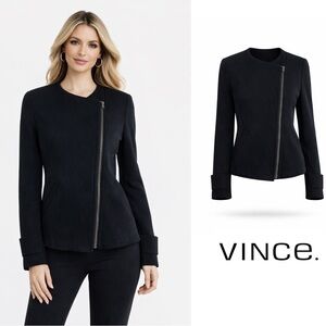 VINCE Cotton Cross Front Zipper Jacket